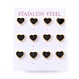 Черные акриловые серьги-гвоздики в форме сердца, 304 женские украшения из нержавеющей стали