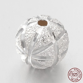 Perles rondes fantaisie texturées 925 en argent sterling