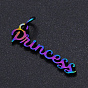 Placage ionique (ip) 201 pendentifs en acier inoxydable, avec des anneaux de saut, mot princesse