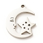 201 Stainless Steel Pendants, Moon with Face & Star