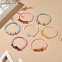 7Pcs 7 Style Natural & Synthetic Mixed Gemstone Chips & Glass Seed Beaded Stretch Bracelets Set for Women