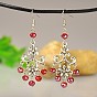 Fashion Tibetan Style Chandelier Earrings, with Glass Beads and Brass Earring Hooks, 68mm