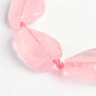 Nuggets Natural Rose Quartz Beads Strands, 25~31x17~21x7~12mm, Hole: 1mm, about 12pcs/strand, 16 inch