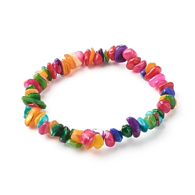 Bracelets extensibles en perles de coquillage teintées naturelles pour enfants