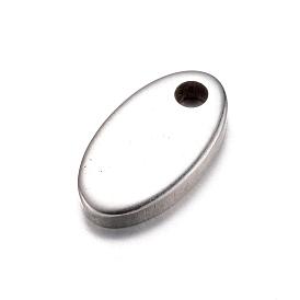 201 charmes d'étiquettes vierges en acier inoxydable, ovale, 11x6x1.5mm, Trou: 1mm