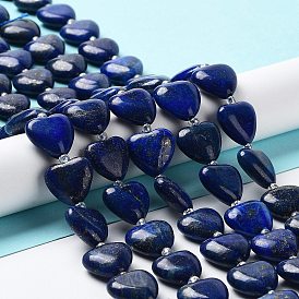 Lapis-lazuli, brins de perles naturels , avec des perles de rocaille, teint, cœur