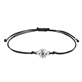 Alloy Compass Link Bracelets, Adjustable Wax Cord Bracelets for Women