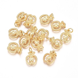 Electroplated Alloy Charms, Long-Lasting Plated, with Brass Jump Ring, Apple
