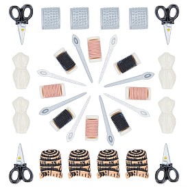 SUNNYCLUE Opaque Resin Cabochons, Sewing Tools, Scissor & Spoon Dress & Tapeline & Half Oval with Spot & Half-Cylinder