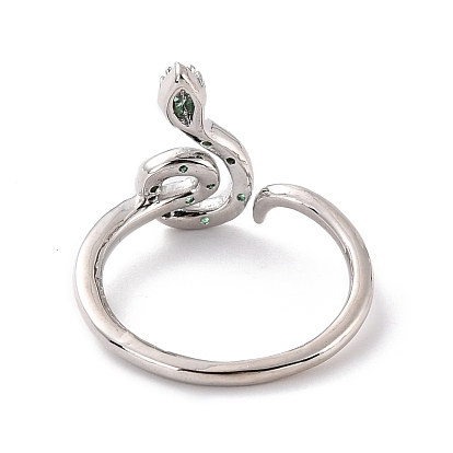Spiral Snake Cubic Zirconia Cuff Rings, Long Lasting Plated Open Ring, Cadmium Free & Lead Free