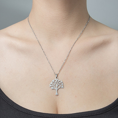 201 Stainless Steel Tree of Life Pendant Necklace