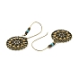 Bohemia Vintage Fower Dangle Earrings, Flat Round Drop Zinc Alloy Earrings for Women
