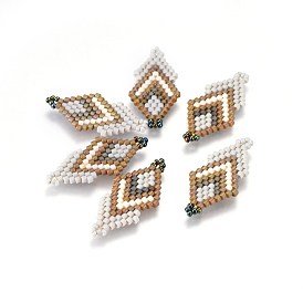Liens de perles de rocaille japonaises faites à la main miyuki & toho, Motif métier, à double losange