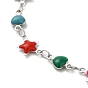304 Stainless Steel Heart & Star Link Chain Bracelet, with Enamel