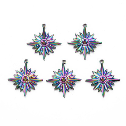 Color del arco iris 201 configuración de diamantes de imitación colgante de acero inoxidable, estrella