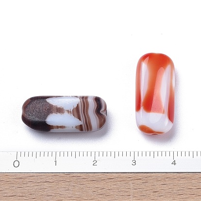 Perles de verre tchèques opaques, style rétro, rectangle