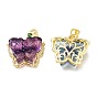 Carved Natural Fluorite Pendants, with Brass Settings, Butterfly