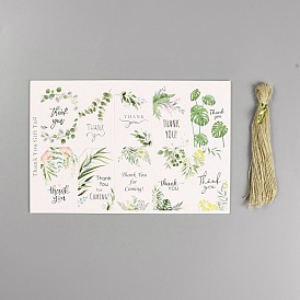 5 feuilles 10 styles thème du jour de thanksgiving merci étiquettes cadeaux, avec une corde de chanvre, rectangle avec motif de feuille