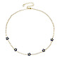 Cubic Zirconia Classic Tennis Necklace with Flower Links, Golden Brass Jewelry for Women