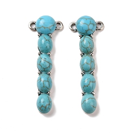 Alloy Connector Charms, Rectangle Links, with Synthetic Turquoise