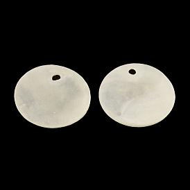 Плоские круглые подвески Capiz Shell, 15x0.5~1 мм, отверстие : 1.5 мм