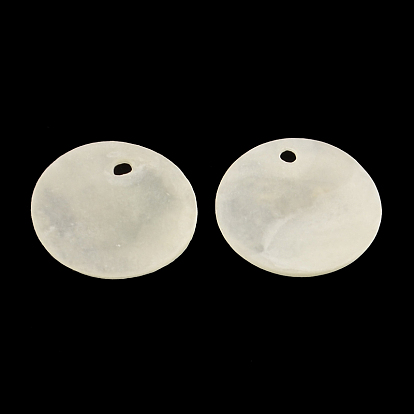 Planas pendientes de concha capiz ronda, 15x0.5~1 mm, agujero: 1.5 mm