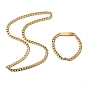 201 collar de cadena curva de acero inoxidable y pulsera de eslabones rectangulares, conjunto de joyas para hombres mujeres
