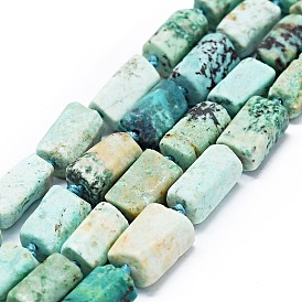 Brins de perles de turquoise péruvienne naturelle (jaspe), givré, nuggets