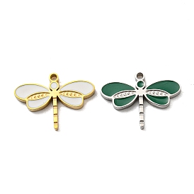 304 Stainless Steel Pendants, with Enamel, Dragonfly Charm