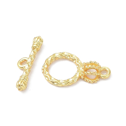 Rack Plating Brass Toggle Clasps, Long-Lasting Plated, Ring, Cadmium Free & Lead Free