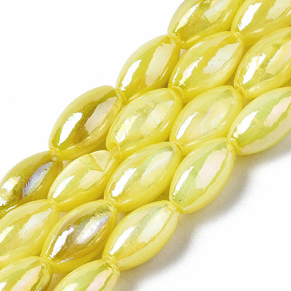 Freshwater Shell Beads Strands, AB Color Plated, Dyed, Rice