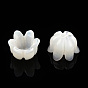 Natural White Shell Bead Caps, 6-Petal, Lily of the Valley
