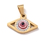 304 Stainless Steel Pendants, with Polymer Clay Rhinestone and Evil Eye Resin Round Beads, 201 Stainless Steel Bails, Eye