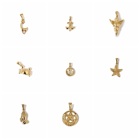 Titanium Steel Pendants, Golden, Praying Hands/Star/Starfish/Anchor/Crab/Angel/Giraffe Charm