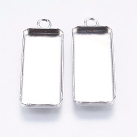 Ion Plating(IP) 304 Stainless Steel Pendant Cabochon Settings, Plain Edge Bezel Cups, Rectangle