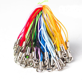 Polyester Rope Mobile Straps, with Iron Rings and Zinc Alloy Cord Ends