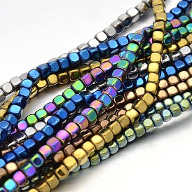 Cube Electroplate Non-magnetic Synthetic Hematite Beads Strands, 3x3x3mm, Hole: 0.5mm, about 150pcs/strand, 15.7 inch