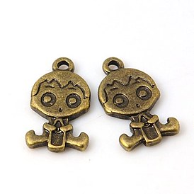 Tibetan Style Alloy Pendants, Cadmium Free & Lead Free, Boy, about 24mm long, 13.5mm wide, 3mm thick, hole: 2.5mm