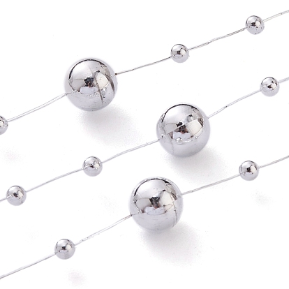 Guirlande de perles rondes de sapin de Noël, garniture perlée en plastique imitation perle, pour la décoration des fournitures de fête de mariage, avec bobine