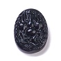 Pendentif en obsidienne naturelle, ovale sculpté avec calebasse