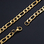 Men's 304 Stainless Steel Figaro Chain Necklaces, with Lobster Claw Clasps, Faceted