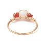 Bagues rondes en perles de pierres précieuses mélangées naturelles, bijoux enveloppés de fil de cuivre doré clair pour femmes