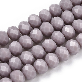 Perles de verre opaques de couleur unie, perles d'imitation en jade, facette, rondelle