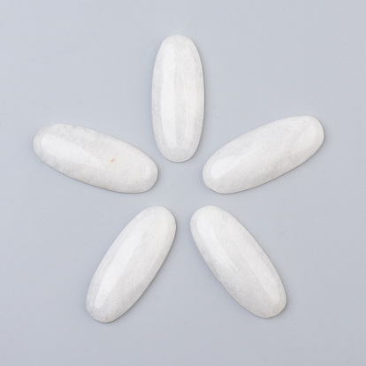 Natural White Jade Cabochons, Oval