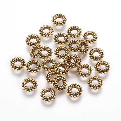Tibetan Style Alloy Beads, Cadmium Free & Lead Free, Donut, 8x3mm, Hole: 3mm, about 2530pcs/1000g