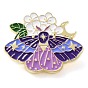 Insect with Flower Enamel Pins, Light Gold Zinc Alloy Brooches for Women