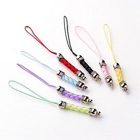 Nylon Cord Loops for Mobile Phone Straps, with Brass Finding, Platinum