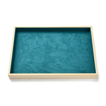 Présentoirs à bijoux en bois plat, recouvert de velours, rectangle