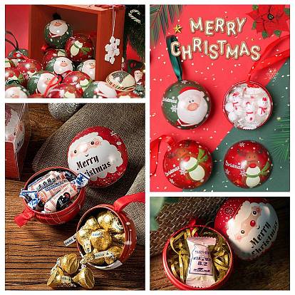 Tinplate Round Ball Candy Storage Favor Boxes, Christmas Metal Hanging Ball Gift Case