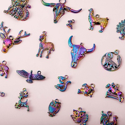 20 pendentifs en acier inoxydable chirurgical sur le thème des animaux, formes mixtes